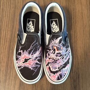 Vans Kids Slip-On Sneakers - Black and Purple Size 6